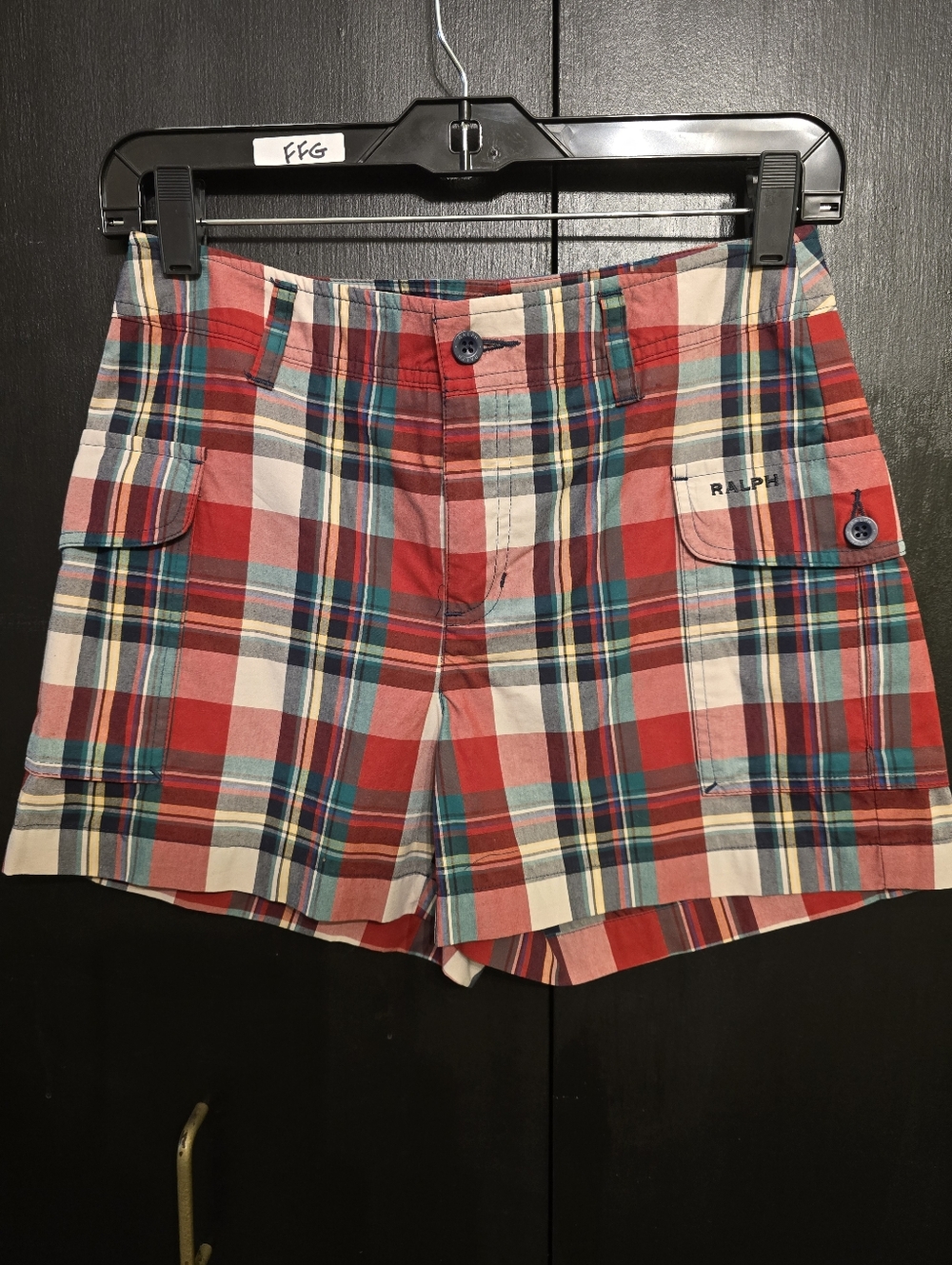 Ralph By Ralph Lauren Red Madras Plaid Cotton Shorts Size 0